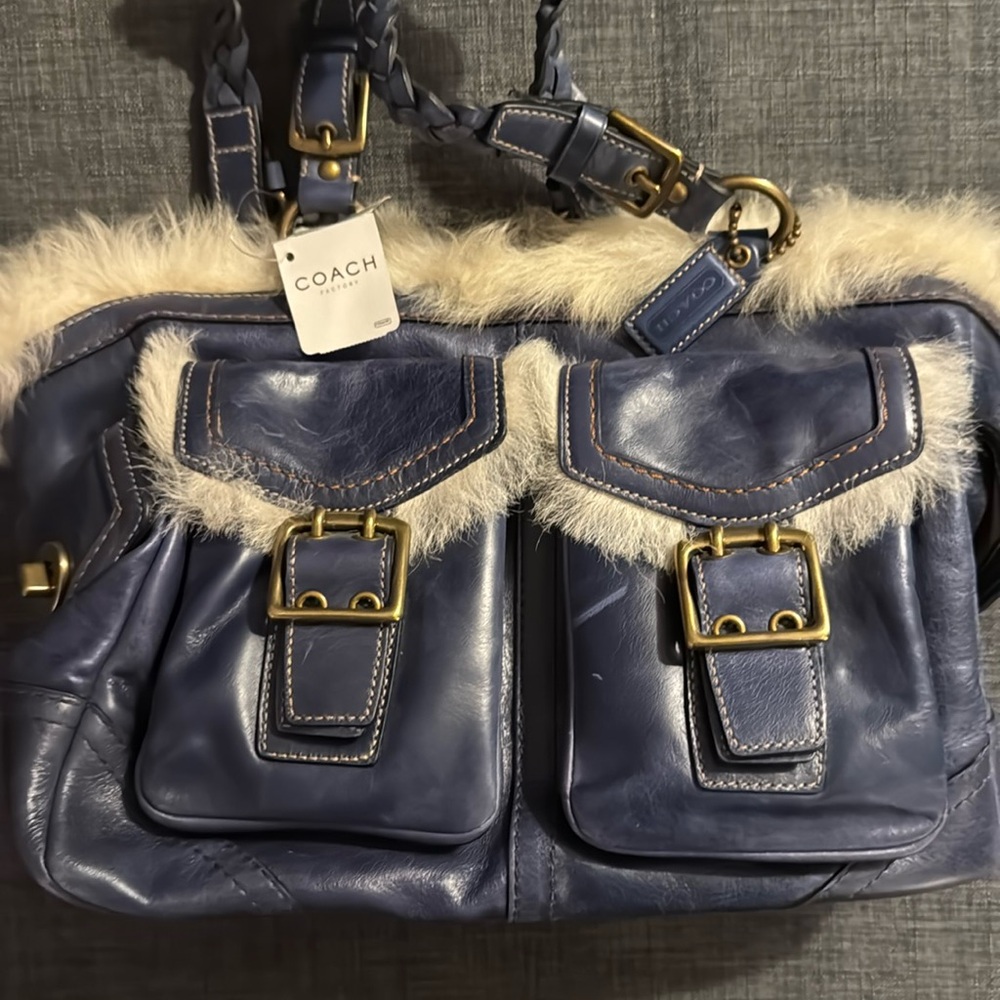 Coach limited addition blue leather handbag